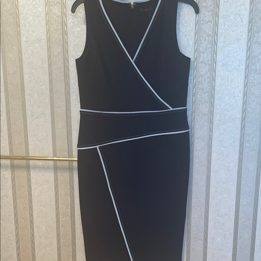 Donna Karan Navy soft Sheath with pale Blue trim